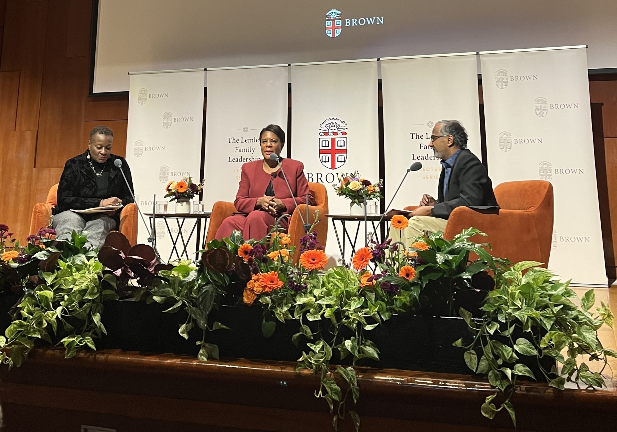 Left to Right: Dr. Prudence Carter (Director of the Center for the Study of Race and Ethnicity in America), Dr. Alondra Nelson (Harold F. Linder Professor at the Institute for Advanced Study), Dr. Suresh Venkatasubramanian (Interim Director of the Data Science Institute and Director of the Center for Technological Responsibility, Re-imagination, and Redesign).